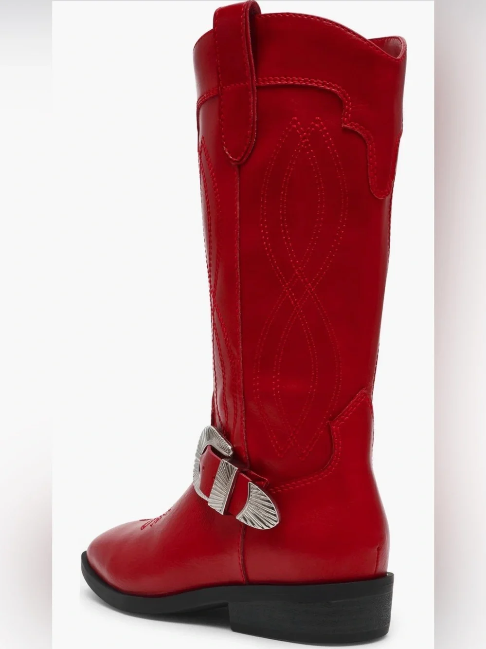 DV by Dolce Vita Kids Red Cowboy Boot with Silver Buckle